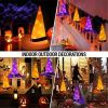 8PCS Halloween Hanging Lighted Glowing LED Witch Hats for Indoor Outdoor Tree Yard Garden Porch