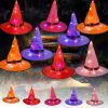 8PCS Halloween Hanging Lighted Glowing LED Witch Hats for Indoor Outdoor Tree Yard Garden Porch