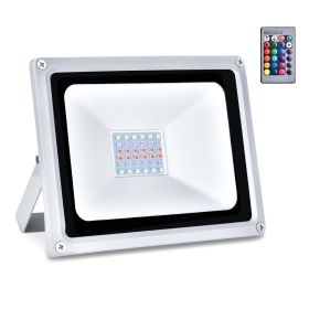 LED RGB Flood Light, Outdoor Color Changing Flood Lighting, IP66 Waterproof,Remote Control, for Garden Stage Lighting (Power: 30W)