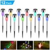 12 Pcs LED Stainless Steel Outdoor Garden Solar Lights for Pathway Walkway Patio Yard Lawn Cool White XH